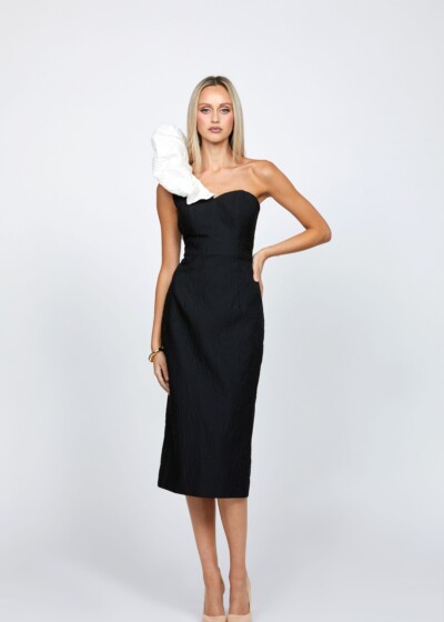 Featured image for “BL71D05S  Lindy One Shoulder Puff Midi by Bariano”